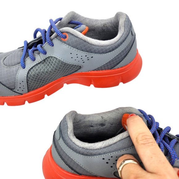 Nike Shoes Kids 5.5 Gray Red Unisex Flex Running Workout Sneakers Tennis Sports - Picture 9 of 10